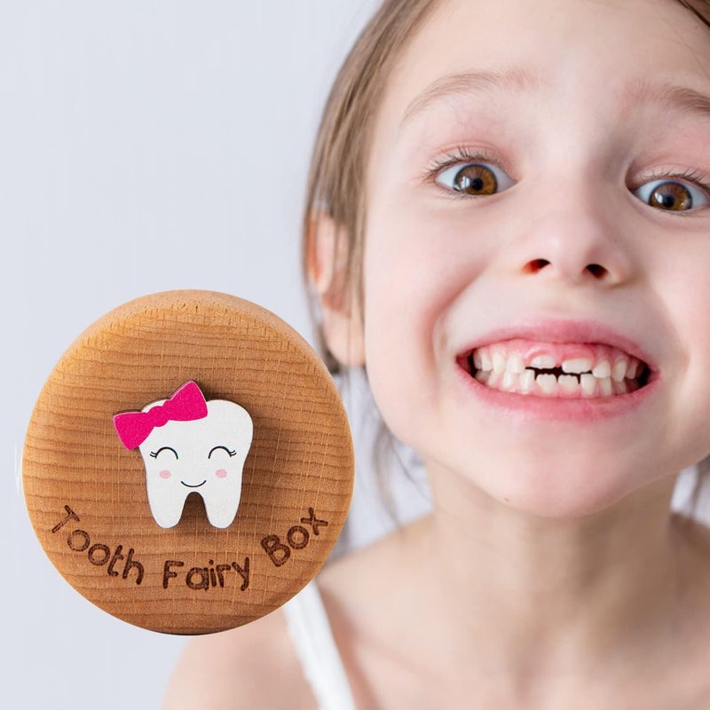 Malihome Tooth Fairy Box for Girls and Boys Wooden Cute Tooth Box with 3D Tooth, Lost Teeth Storage for Kids, Dropped Tooth Keepsake Box Gift (Pink and Blue) - Image 5